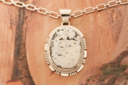 Genuine White Buffalo Turquoise Sterling Silver Pendant